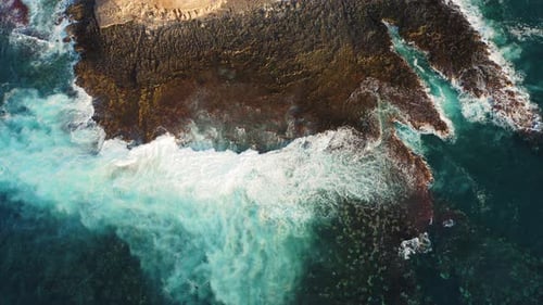 Aerial Drone Flight Over Clear Wild Rocky Cliff Paradise Island Tenerife