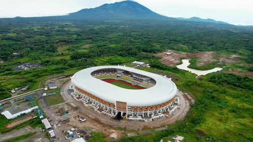 Aerial view of new football stadium for upcomming Indonesia Team.