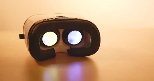 Virtual Reality Headset Displaying Colorful Interior Screen