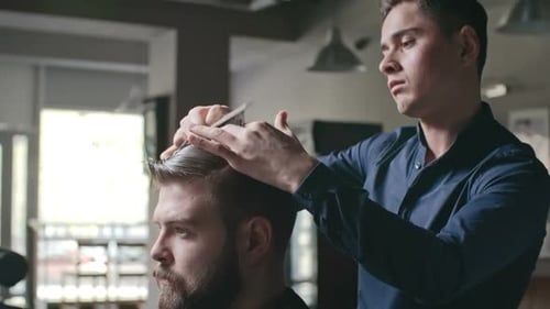Hipster Haircut at Upscale Barbershop