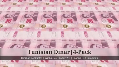 Tunisian Dinar | Tunisia Currency - 4 Pack | 4K Resolution | Looped