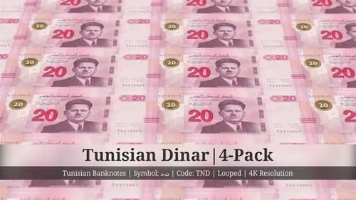 Dinar tunisien | Monnaie tunisienne - Pack de 4 | Résolution 4K | En boucle
