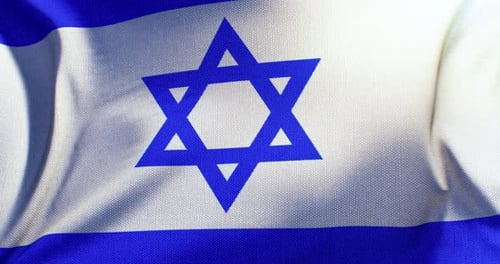 Realistic Waving Flag of Israel with Fabric Texture