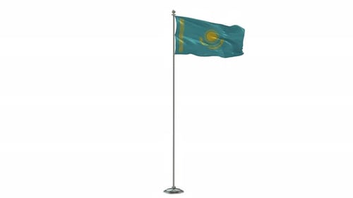 Realistic 3D Kazakhstan National Flag Waving Animation