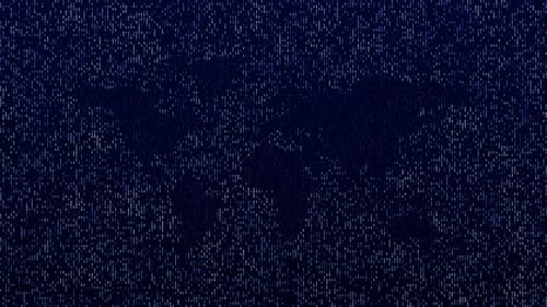 World map on Computer Binary Data