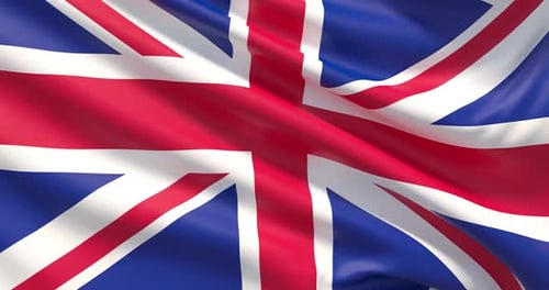 Realistic United Kingdom Flag Waving Loop Background