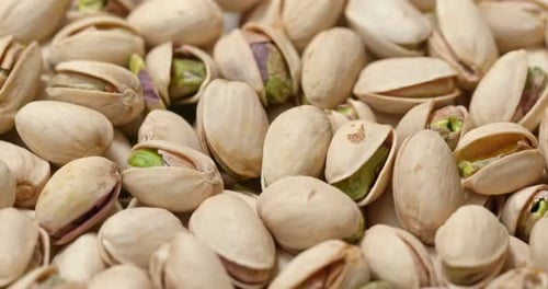 Pile of Delicious Pistachios Close Up Pan Shot