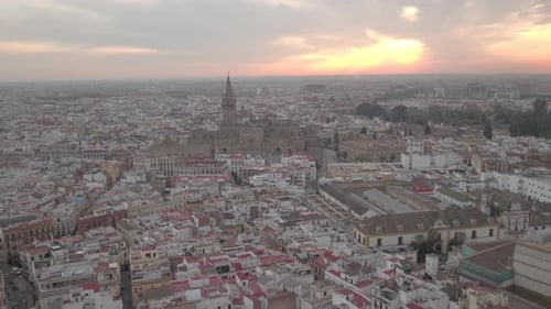 Aerial View of City at Sunrise
