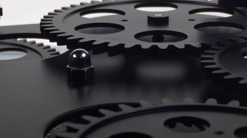 Close Up of Black Gear Mechanism in Motion