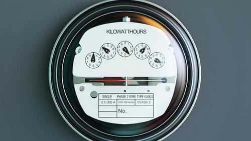 Analog electricity meter showing household consumption. power watt energy KWh