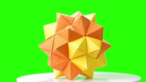 Modular Origami Flower on Green Screen.
