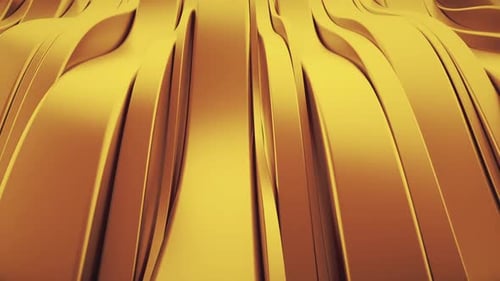 Elegant Golden Fluid Ribbons Waving Abstract Background