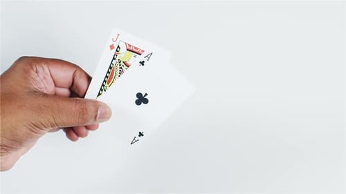 Hand Holds Ace of Clubs, Jack of Diamonds