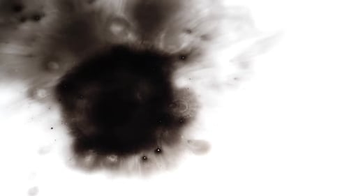 Abstract Black Ink Expanding on White Background