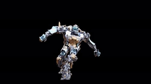 3D Futuristic Metal Robot Strutting Walk Cycle Animation