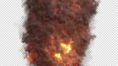 Realistic Fire Explosion with Rising Smoke Alpha Channel