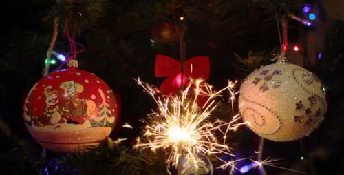 Festive Christmas Tree Decorations with Sparkler
