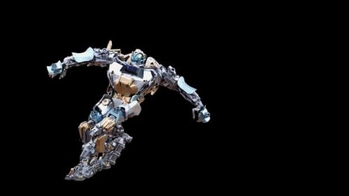 Animated Sci-Fi Robot Performing Dynamic Dance