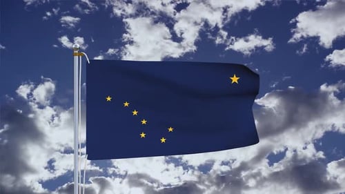 Customizable Waving Flag Animation with Stars and Blue Sky