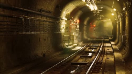 Dark Old Abandoned Metro Subway Tunnel