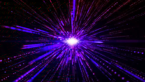 Futuristic Hyperspace Tunnel Animation with Glowing Light Streaks