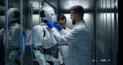 Ingenieure testen Robotersteuerungen im Labor
