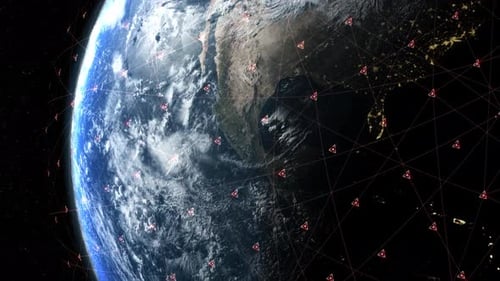 Futuristic Global Digital Network Connecting the Earth