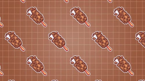 Animated Chocolate Ice Cream Bars Seamless Pattern Loop