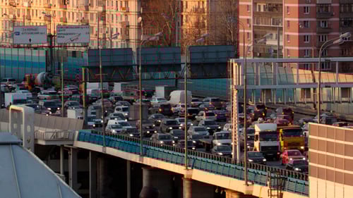 Time Lapse Traffic Congestion On An Urban Flyover