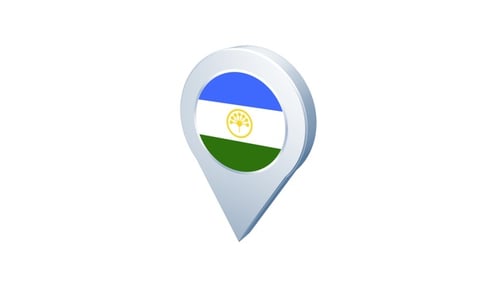 Animated 3D Location Map Pin with Bashkortostan Flag