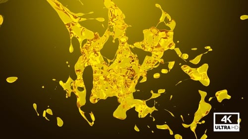 Abstract Golden Fluid Splash Transition Alpha Channel