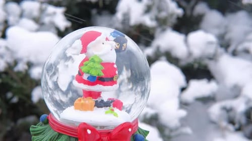 Hold Snowy Christmas Globe