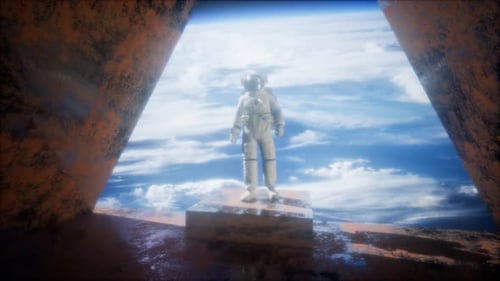 Astronaut on the Space Observatory Station Near Earth