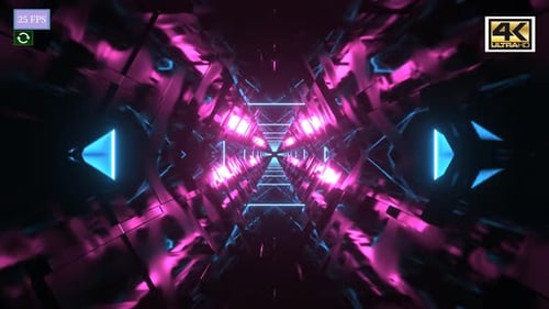 Futuristic Neon Tunnel Hyperspace Loop Background