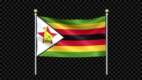 Zimbabwe National Flag Waving Animation with Alpha Channel