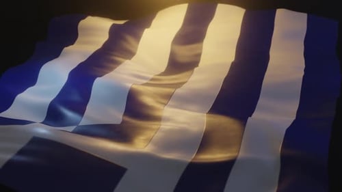 Realistic Waving Flag of Greece Animation with Soft Lighting
