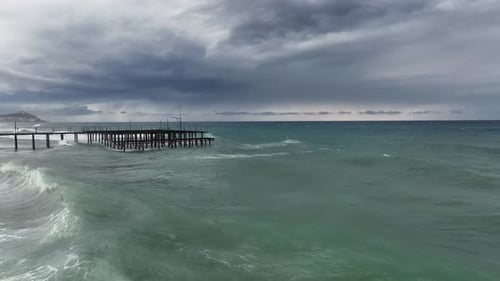 Storm at sea filmed on a drone