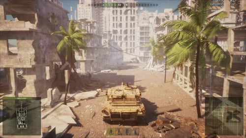 Realistic Tank Combat in a Destroyed City Scene