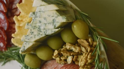 Charcuterie Plate with Salami Different Kinds of Cheese