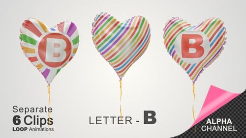 Rotating Colorful Heart Balloon With Letter B