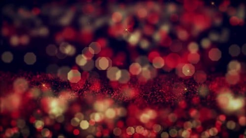 Sparkling Red Gold Bokeh Particles Celebration Background