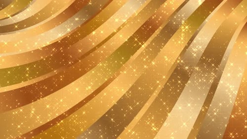 Golden Wavy Flowing Lines with Glitter Particles Background