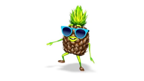 3d Pineapple Dance Loop On White Background