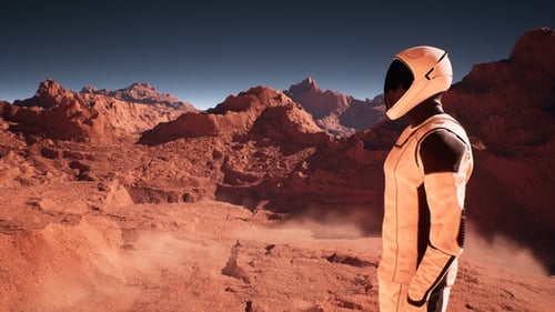 Astronaut On The Red Planet Mars