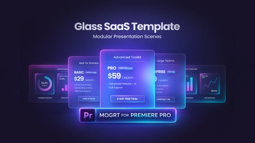 Scènes de présentation de l'interface utilisateur Saas Glassmorphism