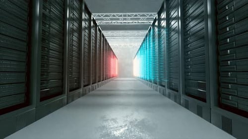 Futuristic Server Room Data Processing Server Room 4k