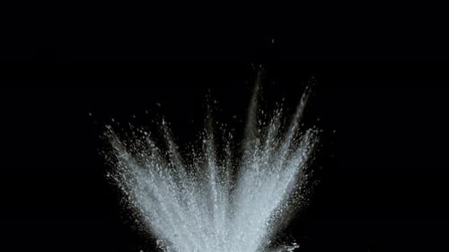 White Powder Explosion on Black Background Abstract
