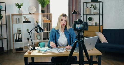 Young Woman Recording Video for Her Vlog