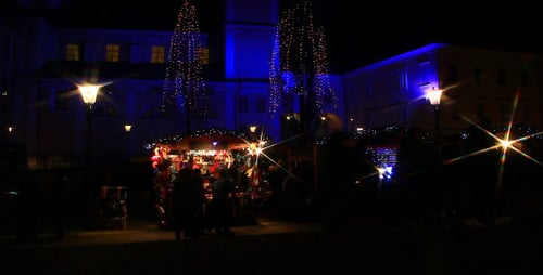 Festive Night Market Scene in Urban Setting