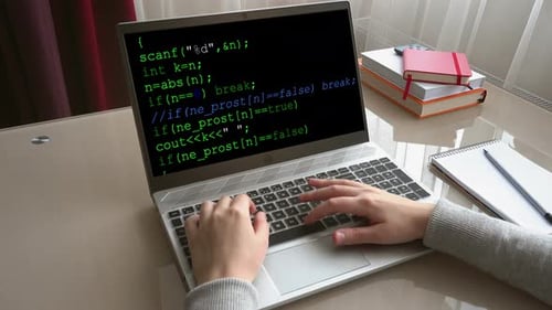 Source code on the monitor screen.